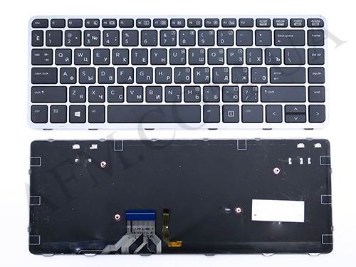 + Клавіатура + КлавіатурнаПлата HP EliteBook Folio 1040 G1 чорна + російська + рамка сіра + підсвічування оріг