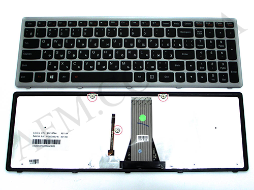 +Клавиатура+КлавиатурнаяПлата Lenovo G500s/ G505s чёрная+русский+рамкасерая+подсветка оригинал