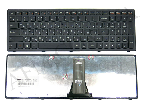 Клавіатура + КлавіатурнаПлата Lenovo G500s/ G505s вузький шлейф 25мм чорна + російська +рамка оригінал