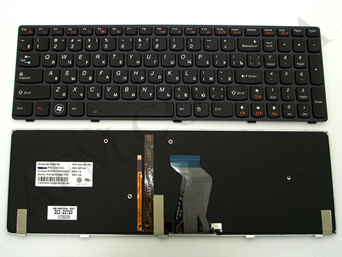 + Клавіатура + КлавіатурнаПлата Lenovo Y580 чорна + російська + підсвічування оригінал