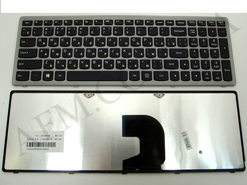 + Клавіатура + КлавіатурнаПлата Lenovo Z500/ P500 чорна + російська + срібляста рамка OEM