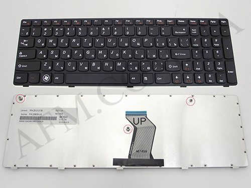 Клавиатура+КлавиатурнаяПлата Lenovo Z560/ Z565/ G570/ G575 чёрная+русский+чёрная рамка OEM