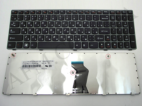 Клавіатура + КлавіатурнаПлата Lenovo Z560/ Z565/ G570/ G575 чорна + російська + сіра рамка оригінал