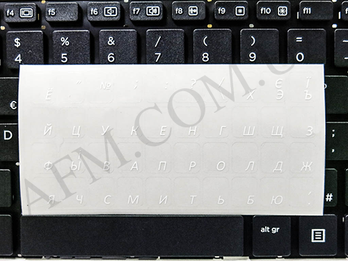 Наклейки на клавіатуру для ноутбука прозорі RUS/ UKR- помаранчеві