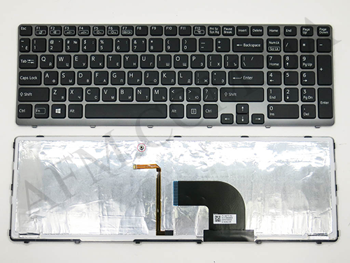 Клавиатура+КлавиатурнаяПлата SONY SVE15/ E15 чёрная+русский+подсветка+графитовая рамка оригинал
