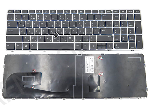 +Клавиатура+КлавиатурнаяПлата HP EliteBook 850 G3/ 850 G4 чёрная+рус+рамка+подсветка+джойстик