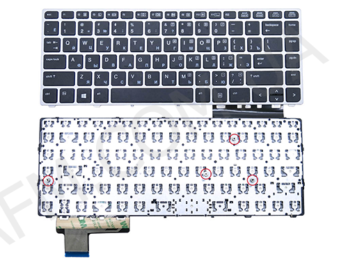+Клавиатура+КлавиатурнаяПлата HP EliteBook Folio 9470M/ 9480M чёрная+русский+рамкасерая OEM