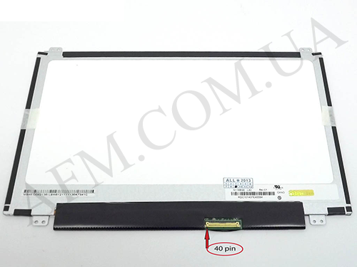 +LCD 11.6" AUO B116XW03 V.1 Тонка / Глянцева / ШлейфСправаВнизу / ВертикальніВушки (1366*768/ 40пин)