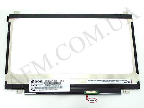 LCD 11.6" BOE NT116WHM-N21 Edp Тонкая/ Матовая/ ШлейфСправаВнизу/ ВертикальныеУшки (1366*768/ 30пин)
