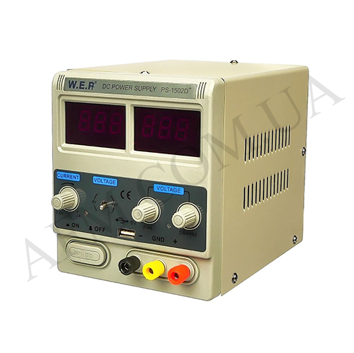 Блок питания WEP PS-1502D+ (15V/ 2A/ USB/ цифровая индикация)