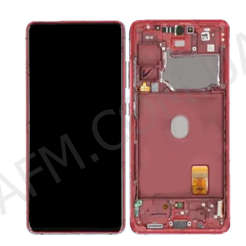 Дисплей (LCD) Samsung GH82-24219E G780 Galaxy S20 FE червоний сервісний + рамка