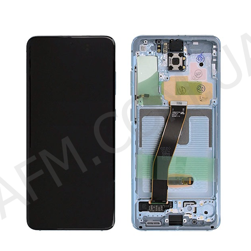 Дисплей (LCD) Samsung GH82-22131D G980 Galaxy S20 CLOUD BLUE сервісний + рамка