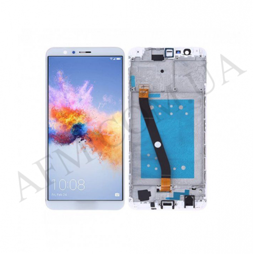 Дисплей (LCD) Huawei Honor 7X Dual Sim (BND-L21) білий + рамка