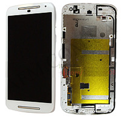 Дисплей (LCD) Motorola XT1063 Moto G (2nd Gen)/ XT1062/ XT1064/ XT1068 белый + рамка*