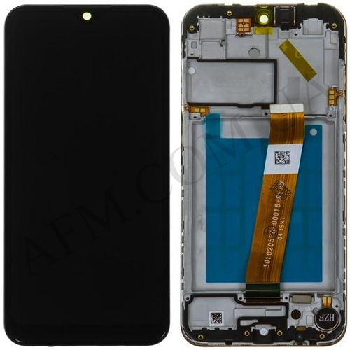 Дисплей (LCD) Samsung A015F Galaxy A01 (узкий коннектор) чёрный + рамка