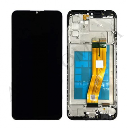 Дисплей (LCD) Samsung A037G Galaxy A03s (жовтий шлейф) чорний + рамка