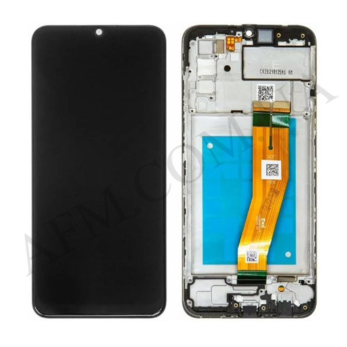 Дисплей (LCD) Samsung GH81-18456A A025G Galaxy A02S чёрный сервисный + рамка