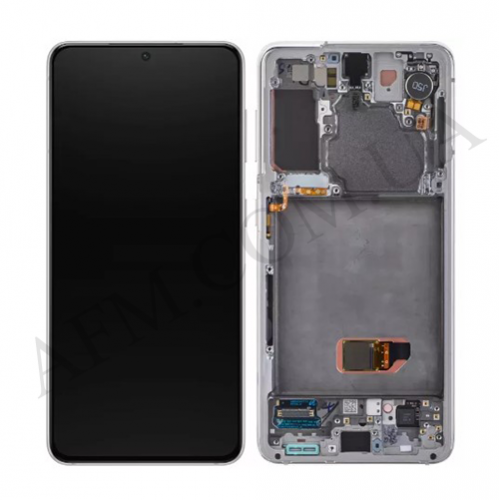 Дисплей (LCD) Samsung GH82-24545C G991 Galaxy S21 WHITE сервісний + рамка