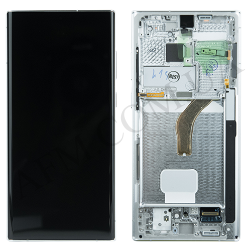 Дисплей (LCD) Samsung GH82-27489C S908 Galaxy S22 Ultra (5G) білий сервісний + рамка