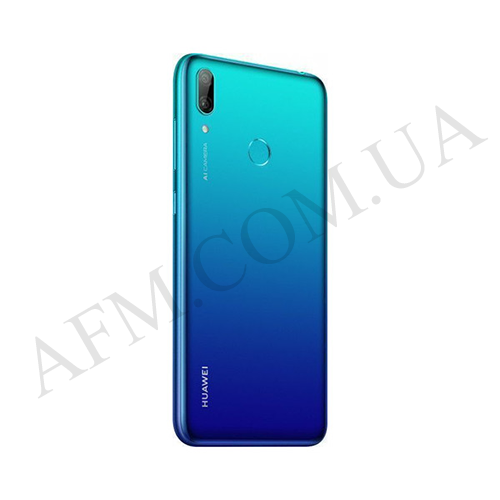 Задня кришка Huawei Y7 2019 (DUB-LX1) синя Aurora Blue + Скло камери