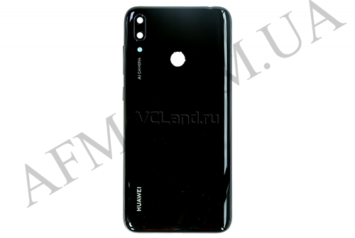 Задняя крышка Huawei Y7 2019 (DUB-LX1) чёрная Midnight Black + стекло камеры