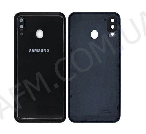 Задняя крышка Samsung M205F Galaxy M20 2019 чёрная Charcoal Black + стекло камеры