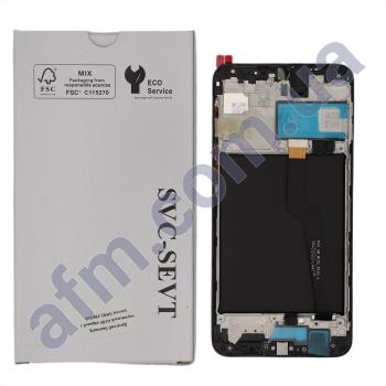 Дисплей Samsung сервисный A105 чёрный + рамка GH82-18685A