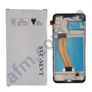 Дисплей Samsung сервисный A115 Galaxy A11 чёрный + рамка GH81-18760A/ GH96-18907A