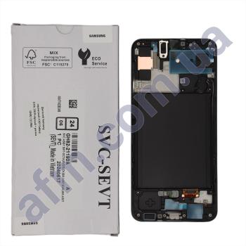 Дисплей Samsung сервисный A307 Galaxy A30s 2019 чёрный + рамка GH82-21190A