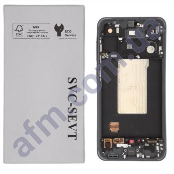 Дисплей Samsung сервисный A566 Galaxy A56 чёрный + рамка серебряная GH82-36829A