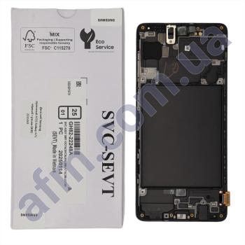 Дисплей Samsung сервисный A715 Galaxy A71 чёрный + рамка GH82-22152A