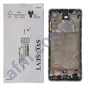 Дисплей Samsung сервисный A725 Galaxy A72 белый + рамка GH82-25463D
