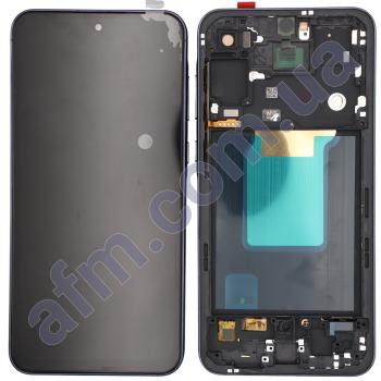 Дисплей Samsung A556 Galaxy A55 TFT (без Touch ID) чёрный + рамка синяя
