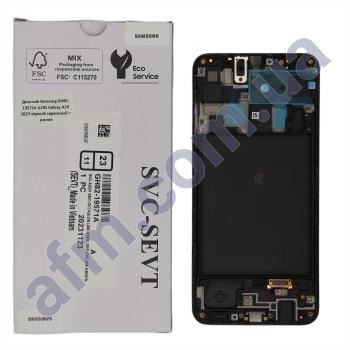 Дисплей Samsung сервисный A205 Galaxy A20 2019 чёрный + рамка GH82-19571A!