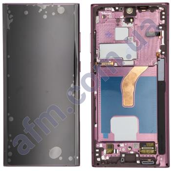 Дисплей Samsung S908 Galaxy S22 Ultra OLED чорний + рамка фіолетова