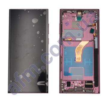 Дисплей Samsung S908B Galaxy S22 Ultra OLED (Small LCD) чёрный + рамка фиолетовая