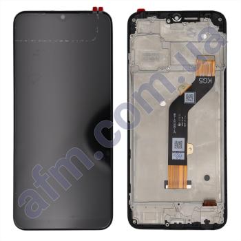 Дисплей Tecno Spark GO 2022 чёрный + рамка