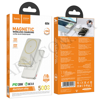 Внешний аккумулятор (Power Bank) Hoco Q26 PD 20W беспроводной (5000 mAh) золотой!