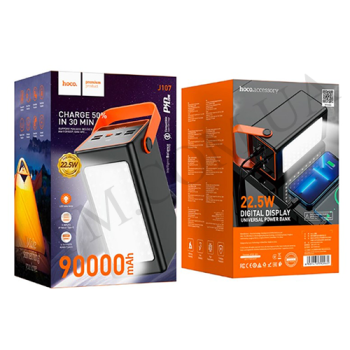 Внешний аккумулятор (Power Bank) Hoco J107 PD20W + QC3.0 22.5W (90000 mAh) чёрный