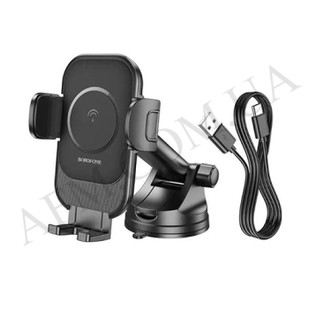 Автомобильный держатель Borofone BH203 с функцией беспроводной зарядки чёрный