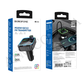 FM модулятор Borofone BC53 PD20W + QC3.0 чёрный