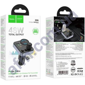 FM модулятор Hoco E86 PD30W + QC3.0 чёрный
