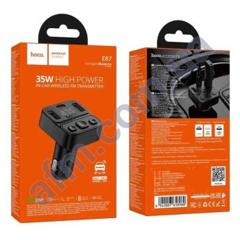 FM модулятор Hoco E87 PD20W + QC3.0 35W чёрный