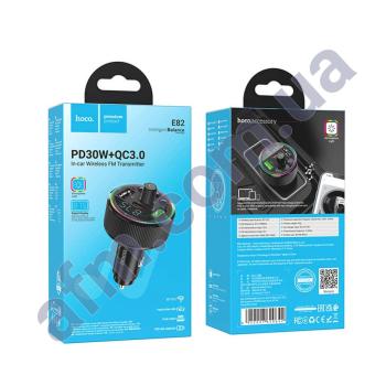 FM модулятор Hoco E82 Guerrero PD30W + QC3.0 Bluetooth чорний