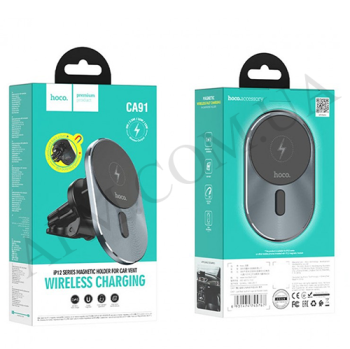 Автомобильный держатель Hoco CA91 с функцией беспроводной зарядки MagSafe (15W) серый
