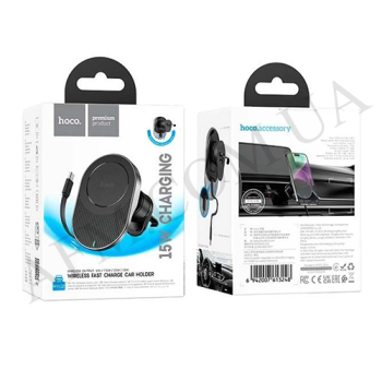 Автомобильный держатель Hoco HW12 с функцией беспроводной зарядки MagSafe (15W) чёрный