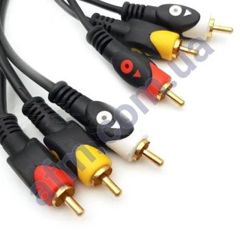 Удлинитель AUX 3RCA - 3RCA (папа-папа) 5м