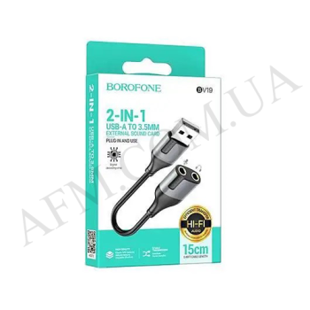 Переходник Borofone BV19 USB на 3.5*2 чёрный