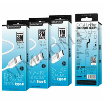 USB кабель Borofone BX14 Type-C (1м) білий