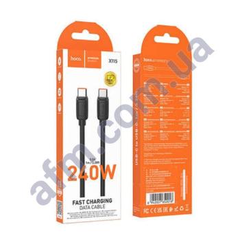 USB кабель Hoco X115 Type-C на Type-C 240W (1000mm) чорний